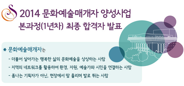 2014 문화예술매개자 양성사업 기본과정(1년차) 최종 합격자 발표